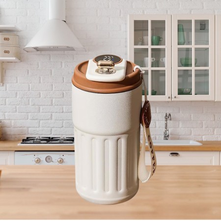 LED Thermal Mug (460ML Off White)